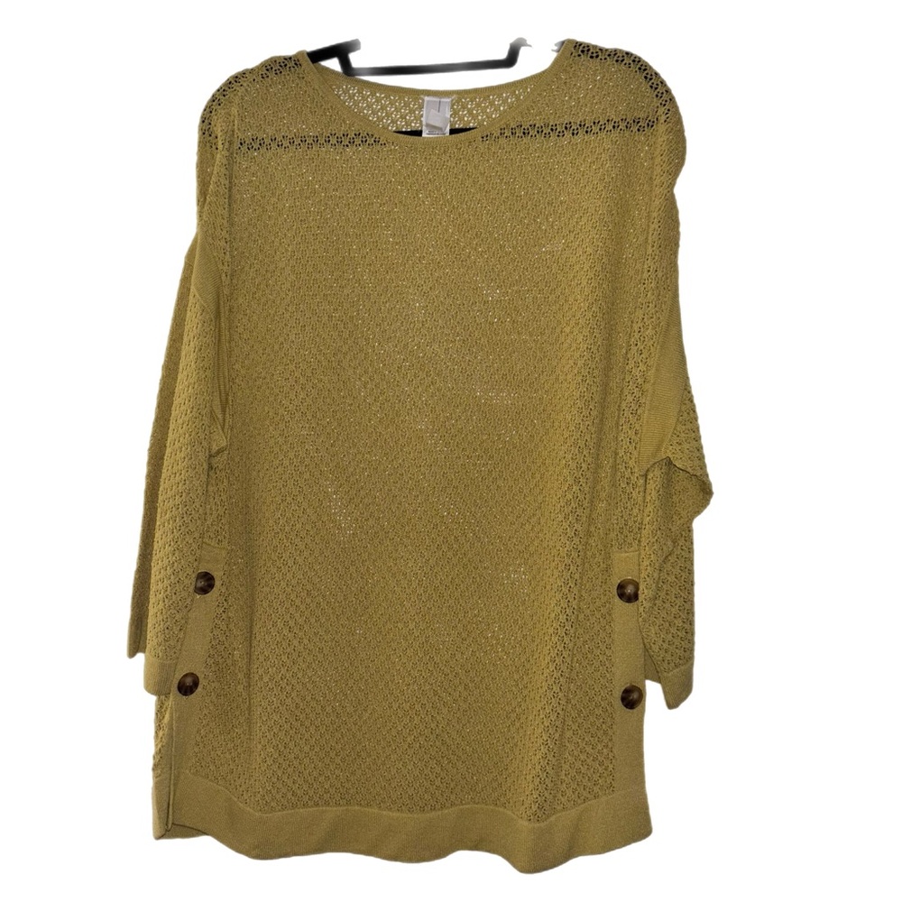Mustard Yellow Knit Sweater with Button Accents NWOT